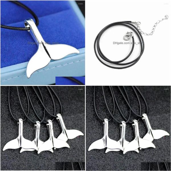 Anhänger Halsketten Großhandel 10 teile/los Mode Whale Tail Halskette Geschenk HJ07 Drop Lieferung Schmuck Anhänger Dhjxs