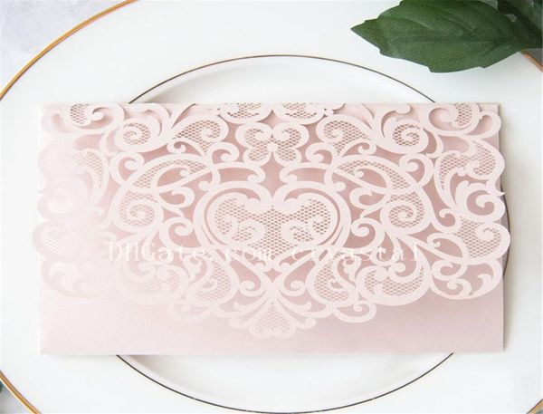 2019 Elegante Corte A Laser Bolso Borgonha Convite De Casamento Blush Lasercut Bolso DIY Convite De Casamento Sem Inserção E Envelope6972142