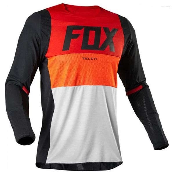 Jaquetas de corrida 2024 Fox Teleyi Mangas Compridas Downhill Jersey MTB Bicicleta Camisas Offroad DH Motocross Sportwear Roupas de Ciclismo