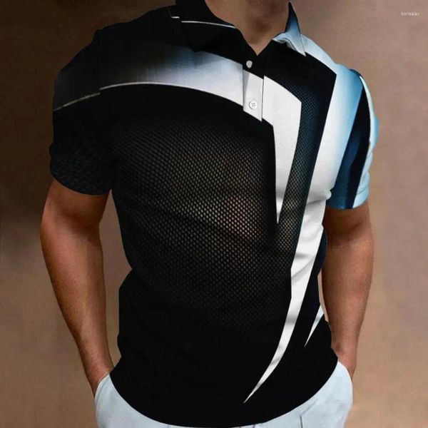 Herren Polos Button Poloshirt Kurzarm T-Shirt Stereo Fashion Plaid Trend Kleidung Herren Business Casual Tops