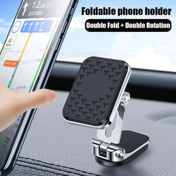 2022 NEUE Faltbare Auto Magnetische Telefon Halter Doppel 360 Rotation Stand Smartphone GPS Unterstützung für IPhone 13 Samsung Xiaomi