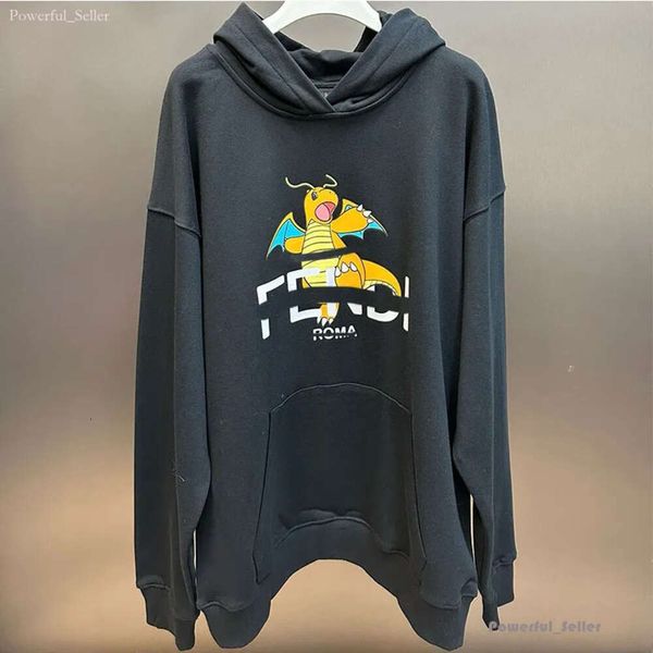 FW24 Mostrar Mens Fashion Designer Hoodie Dragonite Preto Algodão Oversized Manga Comprida Jersey Moletom Masculino Regular-Fit Hoodies 4021