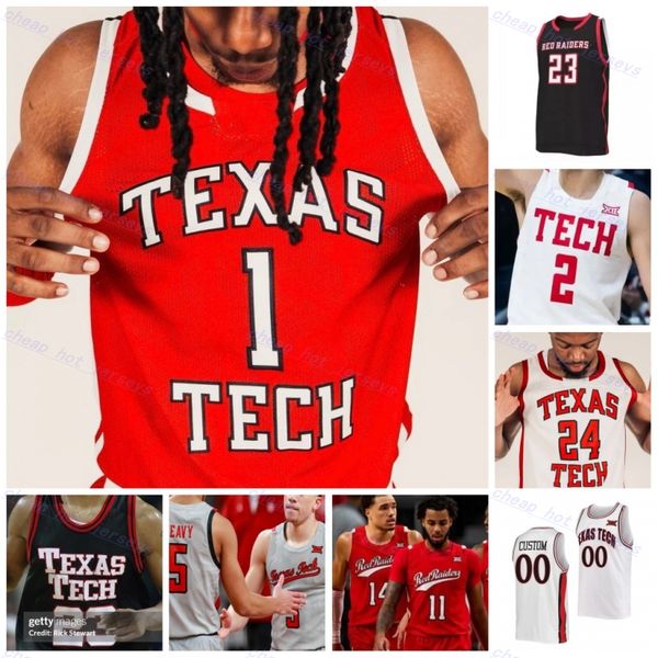 Texas Tech Basketball Jersey CJ Williams Jaylon Tyson Kerwin Walton Malik Ondigo K. J. Allen Davide Moretti Texas Tech Red Jerseys Personalizado Costura Mens Juventude