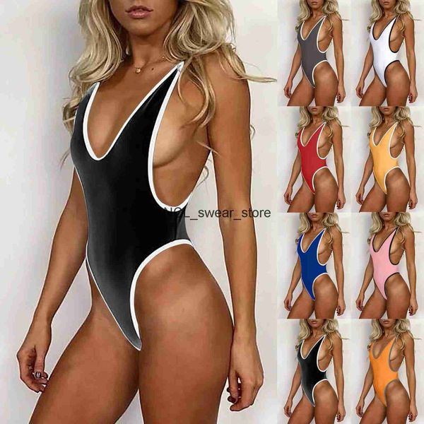 Damenbadebekleidung 2023 Sexy Hohlkette Frauen Tanga Einteiliger Badeanzug Monokini Strand Badpak Mujer Trikini Banador Bikini Maio BiquiniH2422088