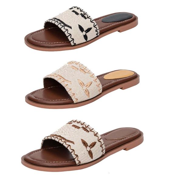 Designer sandálias planas chinelos de luxo mulheres bordar sandália moda flip flop carta chinelo para mulheres verão praia slide senhoras sapatos de salto baixo designer sandálias2