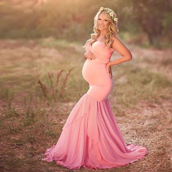 Kleider Umstandsfotografie Kleider ärmelloses Babypartykleid für Frauen Umstandskleid Schwangerschaft weiß rosa Kleid Sommerhochzeit