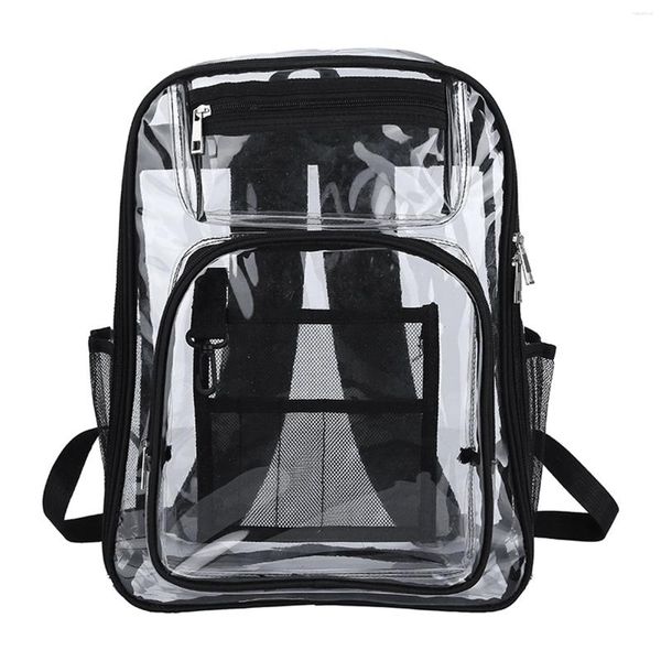 Rucksack, Büchertasche, Festival, Arbeit, transparentes PVC, wasserdicht, durchsichtig, für Damen und Herren, Schule, Reisen, Stadion, mit verstellbaren Trägern, Sport