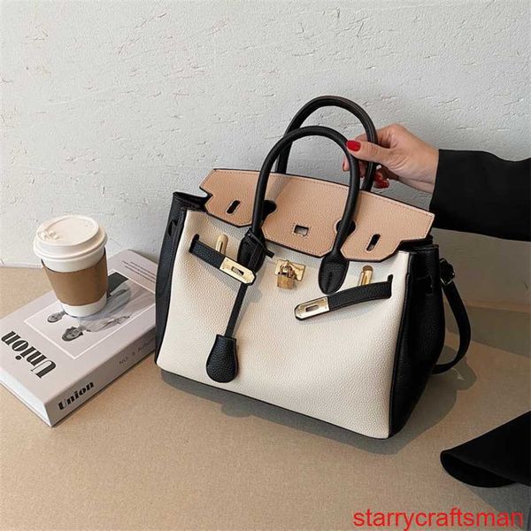 Bolsas de couro genuíno Bolsa de luxo confiável Beibei Shangpin 2024 Novo Europeu e Americano Street Shooting Classic Contraste Platinum Bag Bags Handhe com LOGOTIPO HBSM