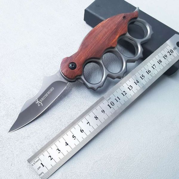 Tiger Finger Fist Set portatile pieghevole Manico in legno massello Coltello squisito per sopravvivenza all'aperto e autodifesa in acciaio inossidabile 457627