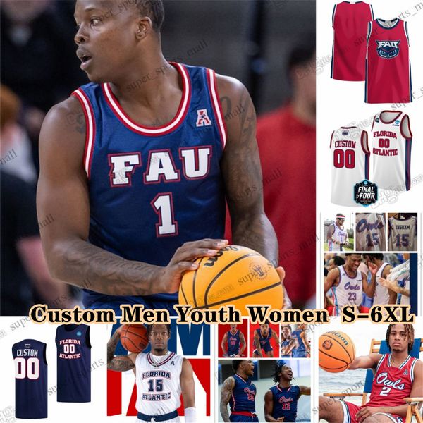 S-6XL Florida Atlantic Owls College Basketball 1 Johnell Davis Maglie 4 Bryan Greenlee 15 Alijah Martin 12 Jalen Gaffney 3 Giancarlo Rosado 25 Tre Carroll 21 Ralat