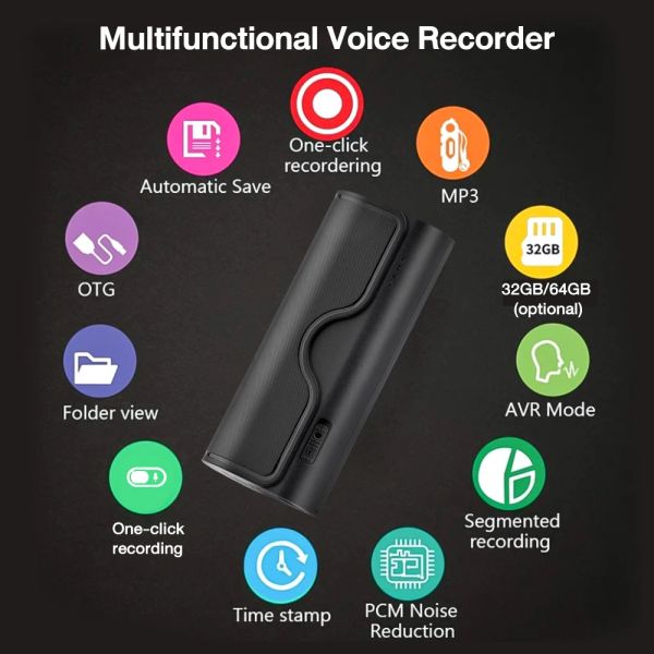 Giocatori Digital Audio Voice Recorder Micro Flash Voice Attivata Mini Penna USB 32GB 64 GB Mp3 Registrazione per lezioni per lezioni