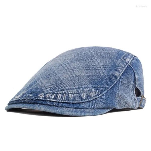 Berets Quatro Estações Denim Geométrica Impressão Sboy Caps Flat Peaked Cap Homens e Mulheres Pintor Beret Chapéus 170