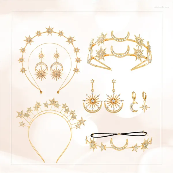 Grampos de cabelo ZANLLOY Moda Metal Lua e Estrelas Handmade DIY Design Hairband Coroa de Noiva Casamento Headdress Jóias