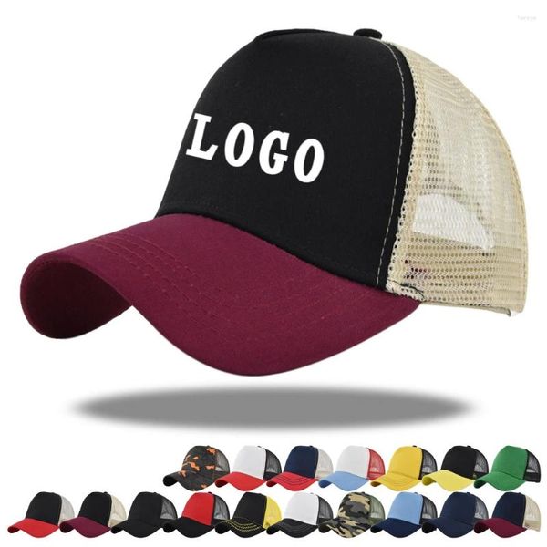 Berretti da baseball Berretto da baseball Trucker a 5 pannelli in rete Logo Stampa ricamo Cappello estivo traspirante da sole Team Adversting da viaggio