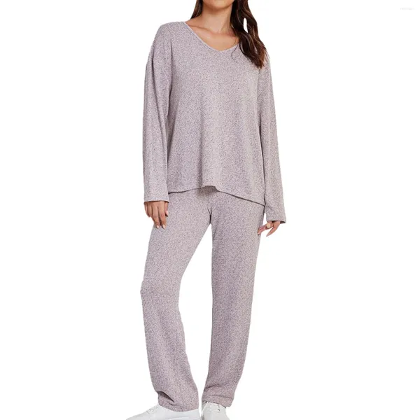 Pigiama da notte da donna Set pigiama da donna taglie forti Set da pigiama per ragazze grasse Moda Homewear Soild Manica lunga Autunno Inverno Abiti da donna