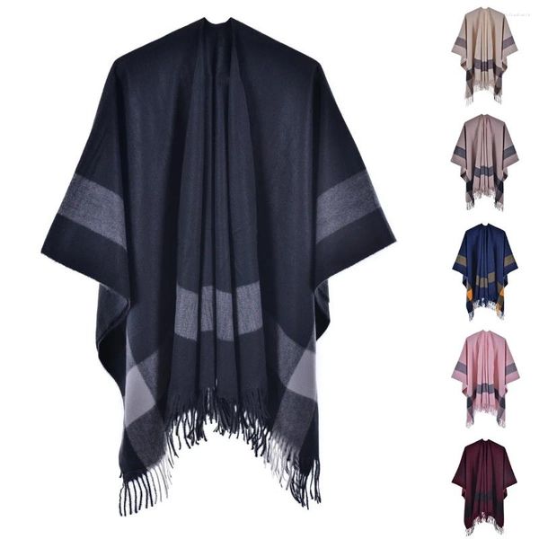 Sciarpe Scialle scozzese da donna Avvolge Poncho aperto sul davanti Mantella Scialli velati da donna Coperta e lunga per le donne