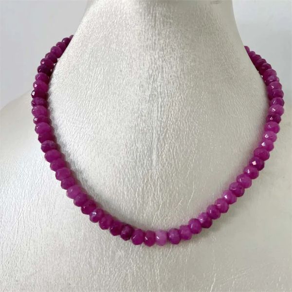 Collane 5 * 8MM Collana in pietra naturale con rubellite sfaccettata Brasile Rosa Perla rossa Donna Pietra preziosa di lusso Preciosas Giada Gioielli Yoga Donna