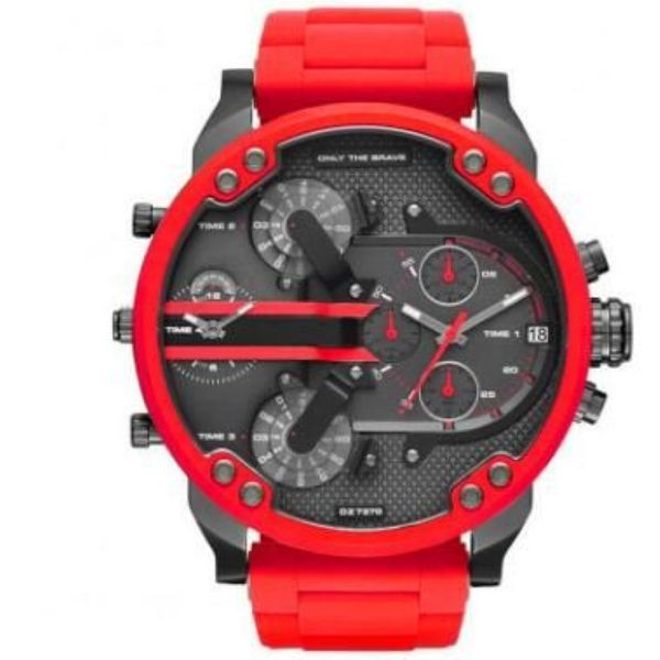 Moda casual grande relógio vermelho brasileiro grande dial relógio masculino militar esportes relógio inteiro dz7370 gift348d