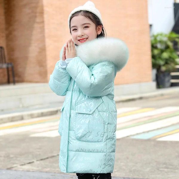 Unten Mantel 2024 Russische Winter Jacke Für Mädchen Wasserdicht Glänzende Kinder Warme 5-12 Jahre Teenager Mädchen Parka Schneeanzug TZ247