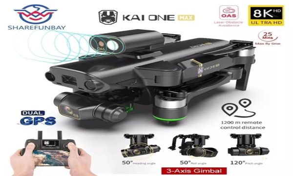 Kai One Max Drone Profesional 8K Çift Kamera GPS 5G WiFi 3axis Gimbal 360 Engeli Kaçınma RC Quadcopter 12km dron oyuncaklar 2109157917329