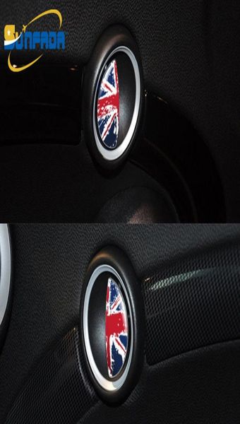 Mais novo design interior maçaneta da porta decoração estilo do carro adesivos para bmw mini cooper s r55 r56 r57 dos desenhos animados bandeira nacional9812893