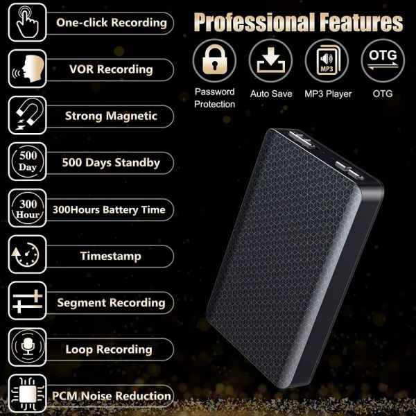 Kaydedici Sruton 300Hours Voice Recorder High Citity HD Diktafon Kalem Ses Sesi Mini Aktif Dijital Profesyonel Mikro MP3 çalar