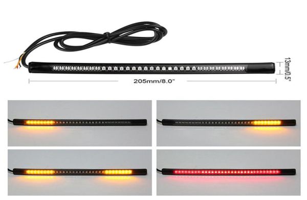 2 pezzi universale luce moto coda freno stop indicatore di direzione LED integrato striscia luminosa 48 LED segnale flessibile lampada targa3946402