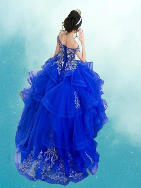 Royal Blue Sweet 16 Abiti Quinceanera In rilievo con spalle scoperte Vestido De 15 Quinceanera Abiti Ball Prom Gown5580620