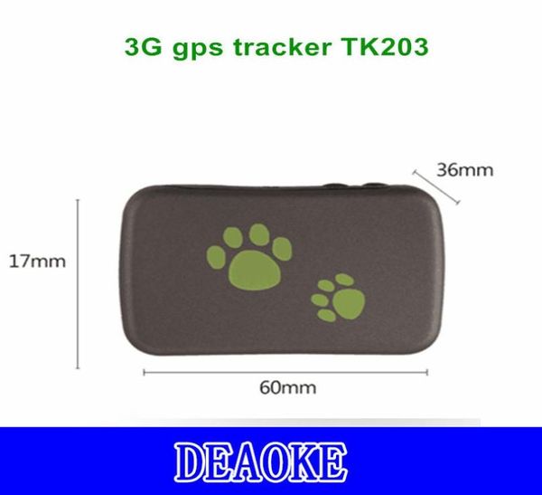 Accessori GPS per auto 3G TK203 MINI Pet Tracker Dispositivo di localizzazione in tempo reale antipolvere impermeabile Localizzatore AGS Allarme di movimento Energia S2268226