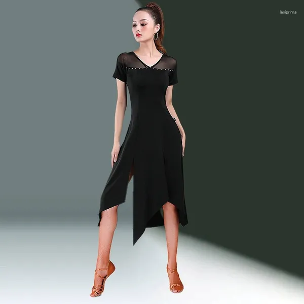 Bühnenkleidung Sexy Line Dance Kleidung Frauen Schwarze Röcke Kostüm Modernes Kleid Dancetop Lange Kleider Samba Kleidung Rock Verwendung