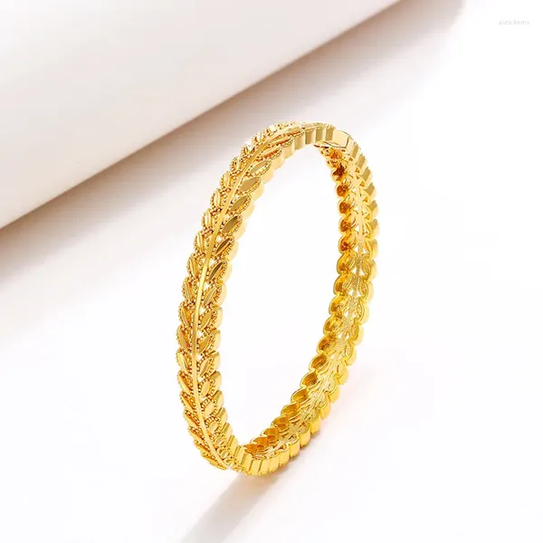 Braccialetti di collegamento Alla moda 24K placcatura in oro foglie braccialetto di fascino doratura braccialetto per le donne ragazza gioielli di moda regalo di compleanno 2024