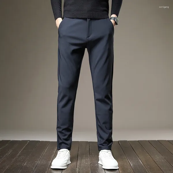 Männer Hosen Weiche Formale Hosen Männlich Korea Schwarz Grau Anzug Marke Kleidung 2024 Stretch Casual Männer Dicke Dünne Arbeit elastische Taille