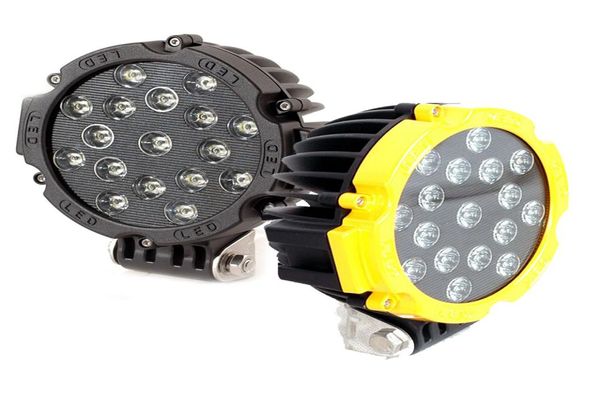 2 pçs vermelho balck amarelo 7 polegada 51w redondo led luz de trabalho para lada 4x4 offroad caminhão trator atv suv 6000k condução auto lamp4892193