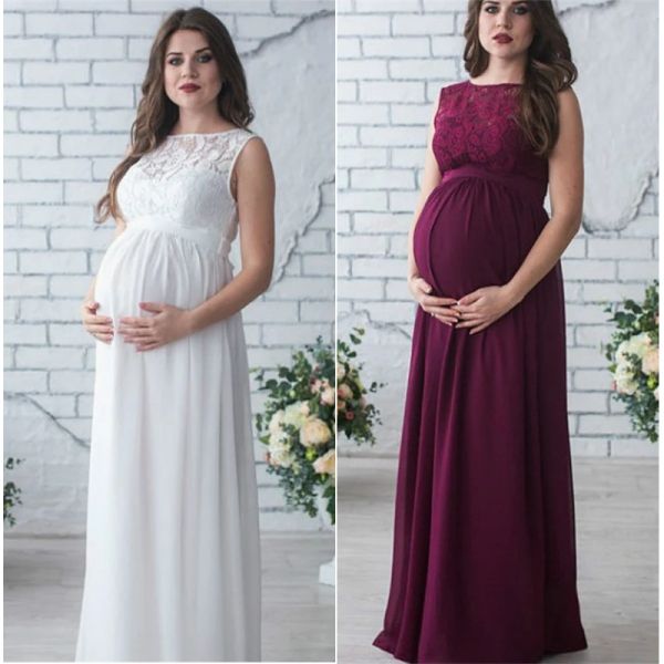 Abiti Maxi Abito di maternità Abiti per servizio fotografico Pizzo Lungo maternità Fotografia Puntelli Abito da gravidanza Abiti eleganti da donna incinte