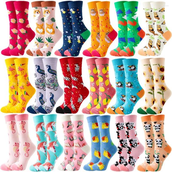 Frauen Socken Designer Mode Lustige Kreative Mittelrohr Baumwolle Frau Bunte Niedliche Muster Tier Pflanze Sport Socke Wunder Geschenk