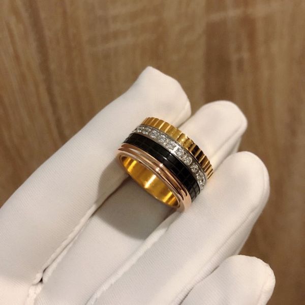 anello in ceramica per feste di gioielli di lusso di alta qualità per donna affascinante anello placcato oro 18 carati versione ampia