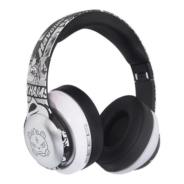 Cuffie wireless Auricolari LED Cuffie stereo HIFI Gioco luminoso Graffiti dipinti Archetto con inserto per scheda Cuffie Bluetooth