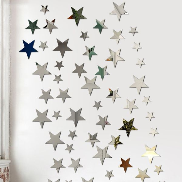 20pcs/set stella 3d sticker muro specchio irregolare specchio vanità specchio arte decalcomania per bambini decorazione decorativa decorazione decorativa hw0187