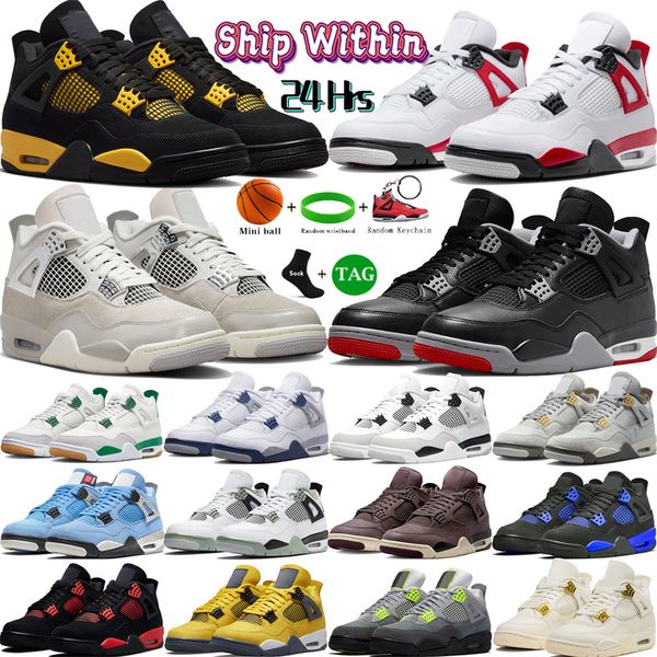 Herren 4 High Basketballschuhe 4s Bred Reimagined Red Cement Thunder Pine Green Midnight Navy Military Black Frozen Moments Damen Designer-Sneaker Sporttrainer