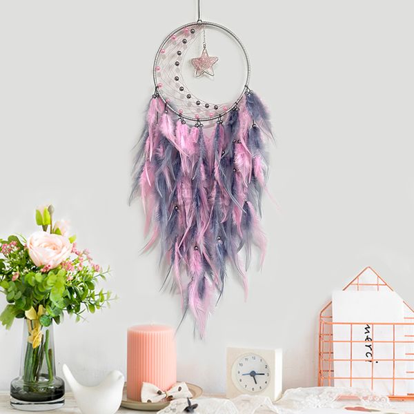 Yatak Odası için Tüy Dream Catcher, Yıldız Kolye ile Dream Catcher, Crystal Stone Tree of Life Dream Catcher için Duvar Asma zanaat Hediyeleri 1221538