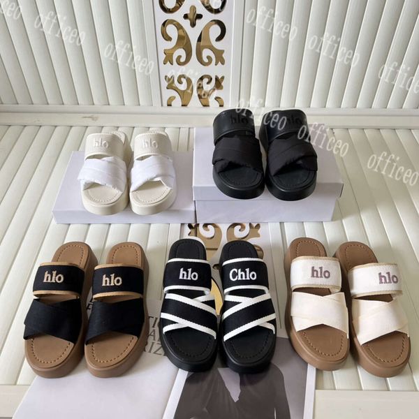 2024Designer sandals pantofole marca di lusso tela alfabeto ricamo estivo sandali da donna sandali piatti sandali spiaggia di spiaggia di spiaggia per esterni scarpe da pelo 35-42