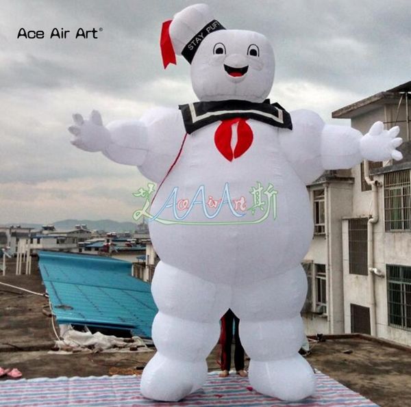 8mH (26 pés) atacado iluminação de personagem de desenho animado gigante publicidade caça-fantasmas infláveis Stay Puft homem de marshmallow inflável com luzes LED para quintal de Halloween