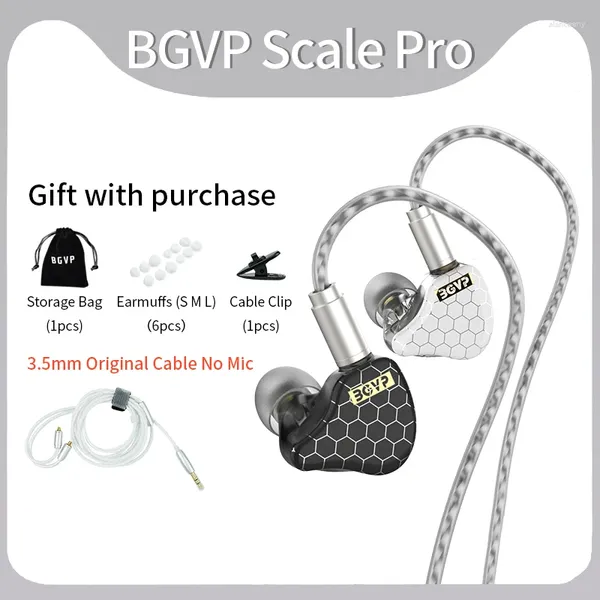 Scale Pro HIFI Wired In Ear Fone de Ouvido 1DD 1BA Drivers Híbridos Monitor de Fone de Ouvido Baixo Com Microfone Cabo de Áudio Destacável