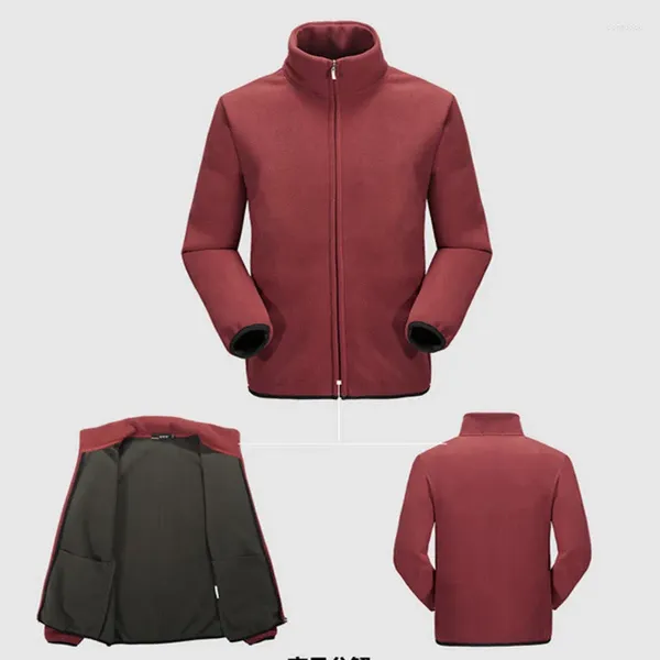 Jagdjacken Marke Herren Fleece Mantel Winddicht Warm Vellon Tops Liner Kleidung Klettern Camping Wandern Männlich Einfarbig Stehkragen