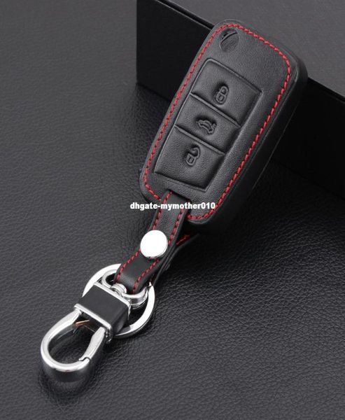 Schwarzes Leder Schlüsselanhänger Ring Hülle Halter Auto Styling für VW Golf 7 GTE GTD GTI MK7POLO 2015 2016 Für Skoda Octavia A7 RS7676433