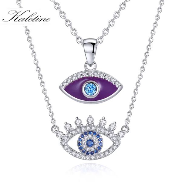 Ciondoli Kaletine Turco Lucky Evil Eye Donne Occhi azzurri Fascino femminile Sterling Sier Collana con smalto Gioielli Regalo