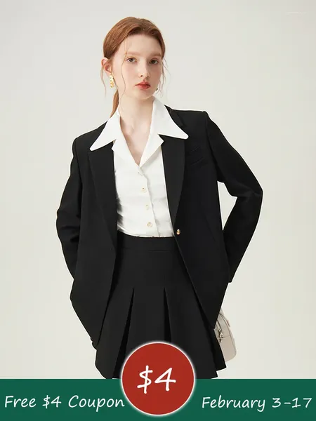 Abiti da donna FSLE Giacca temperamento stile coreano per donna Primavera 2024 Design professionale formale Blazer Cappotti donna 24FS11069