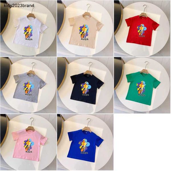 Novas crianças camisetas coloridas flor boneca meninos tamanho superior 90-150 cm designer roupas de bebê menina manga curta verão algodão criança tees 24feb20