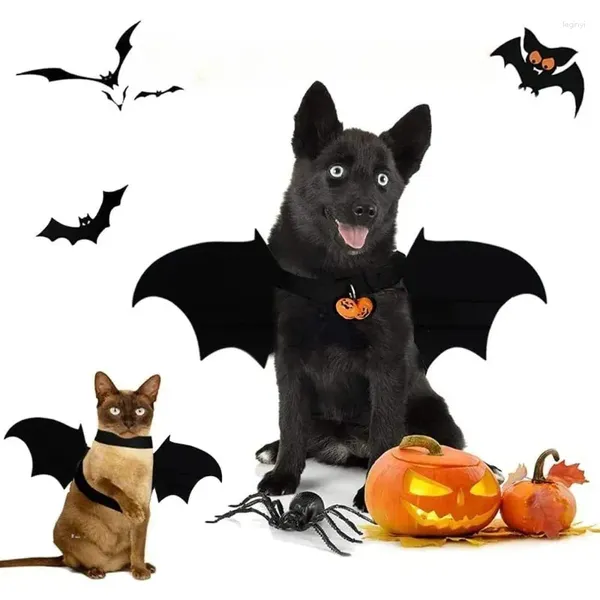 Vestuário de cão 2024 Traje de Halloween Roupas de gato Pet Bat Wings Bell Estilo Natal Sweater para cães grandes