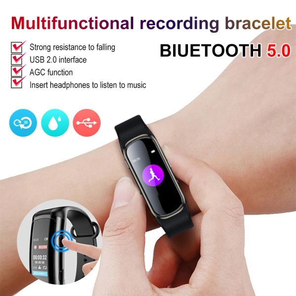 Recorder Tragbarer digitaler Sprachrekorder 32G 64G 128GB Armbanduhr 192kbps Audioaufnahme Diktiergerät OLED-Bildschirm MP3-Player für Unternehmen